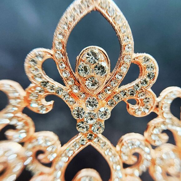 Rose Gold Comb Crown, Bridal Crown, Wedding Hair Jewelry, Homecoming Prom Crown main image 4
